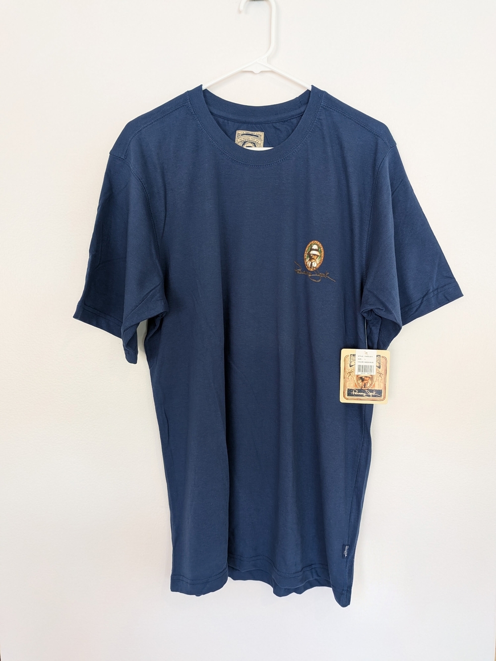 NWT Panama Jack Mens Large Graphic Tee Shirt Marl Blue Short Sleeve Cotton